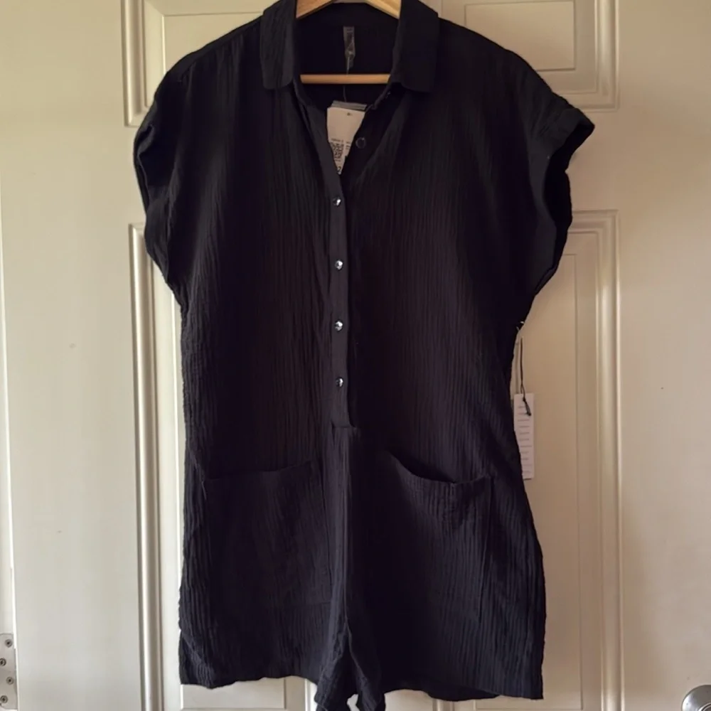 Forever 21 Black Gauzy Swim Coverup Romper